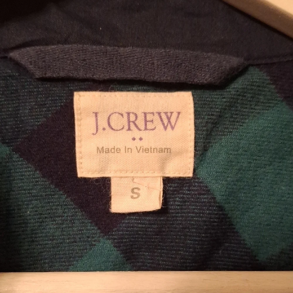 J. Crew Green And Black Plaid Flannel Half Zip Shirt S